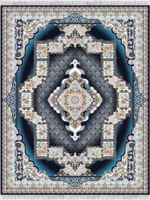 Cheshmeh Mörkblå Persisk Wilton persiskmönstrad matta marinblå medaljong